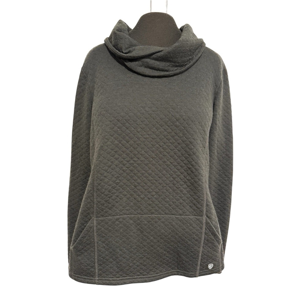 KUHL Women's Athena Pullover Dove Charcoal Sz M Wool Blend Top Cowl Neck Outdoor